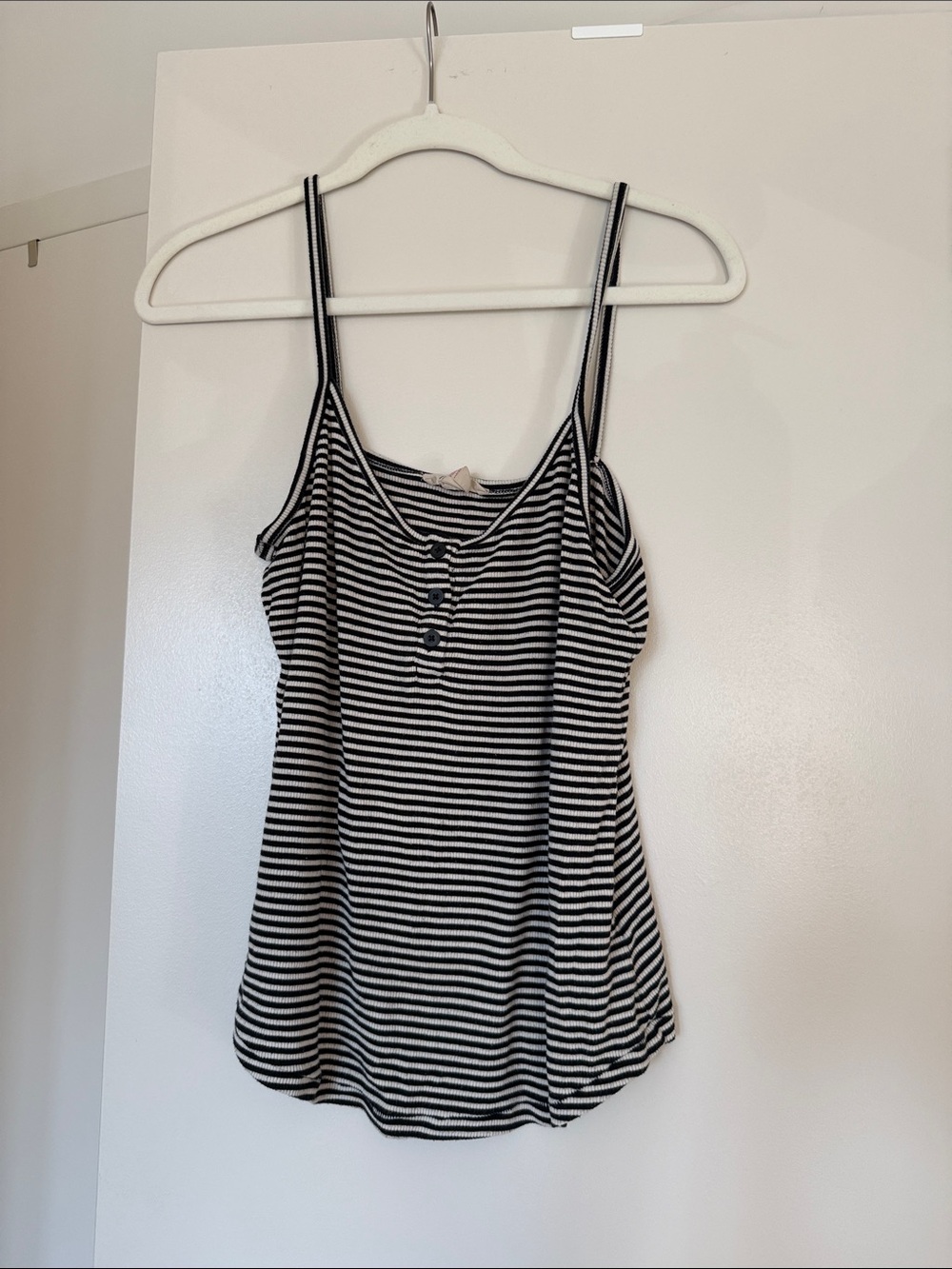 Madewell Black and White Striped Spaghetti-Strap Camisole Pajama Top